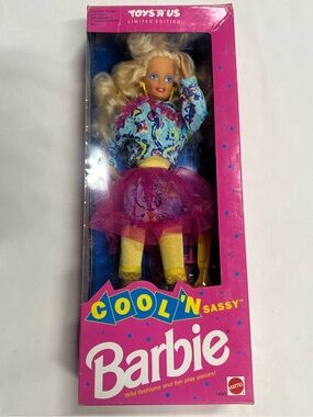 1992 vintage Barbie Cool 'N Sassy Pink Box with Yellow Accents